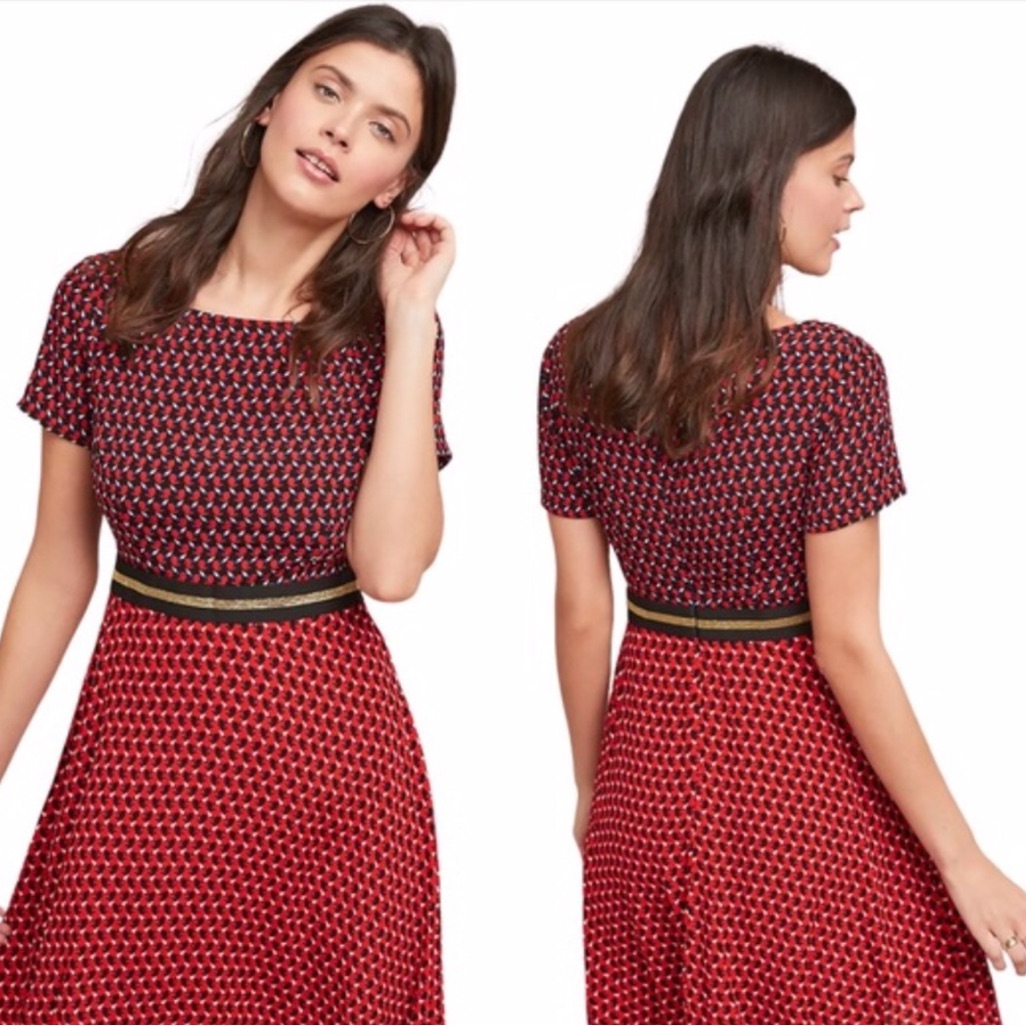 Anthropologie Maeve Amici Novelty Rabbit Print Dress Sz 6